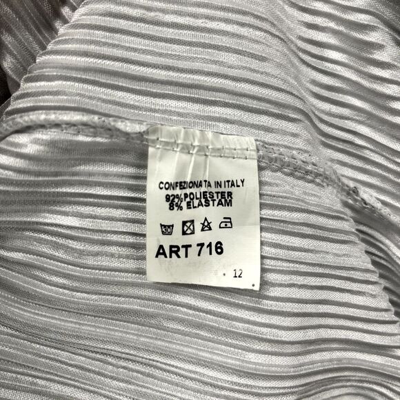 Silver Metallic Jacket Womens Full Zip Cuffed Made in Italy Light Thin Cardigan - Picture 10 of 14